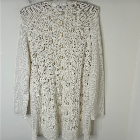 J. JILL Cream Open Knit Long Cardigan Size XL Petite - Picture 2 of 15